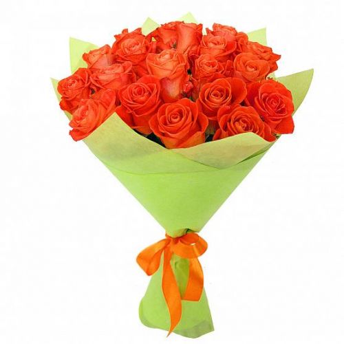 Купить 21-ну оранжевую розу с доставкой по Ильинке